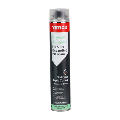 750ml Drywall Adhesive Fill & Fix Expanding PU Foam | Gun Grade Plasterboard Fix | Interior & Exterior