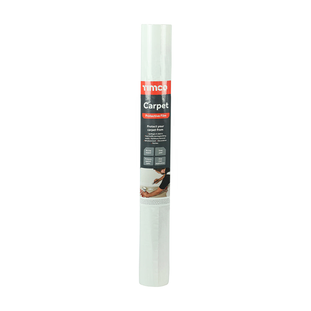 TIMCO Protective Film for Carpet – Clear Adhesive Carpet Protection Roll, Waterproof, Easy Peel, No Residue, Dust Sheet Alternative
