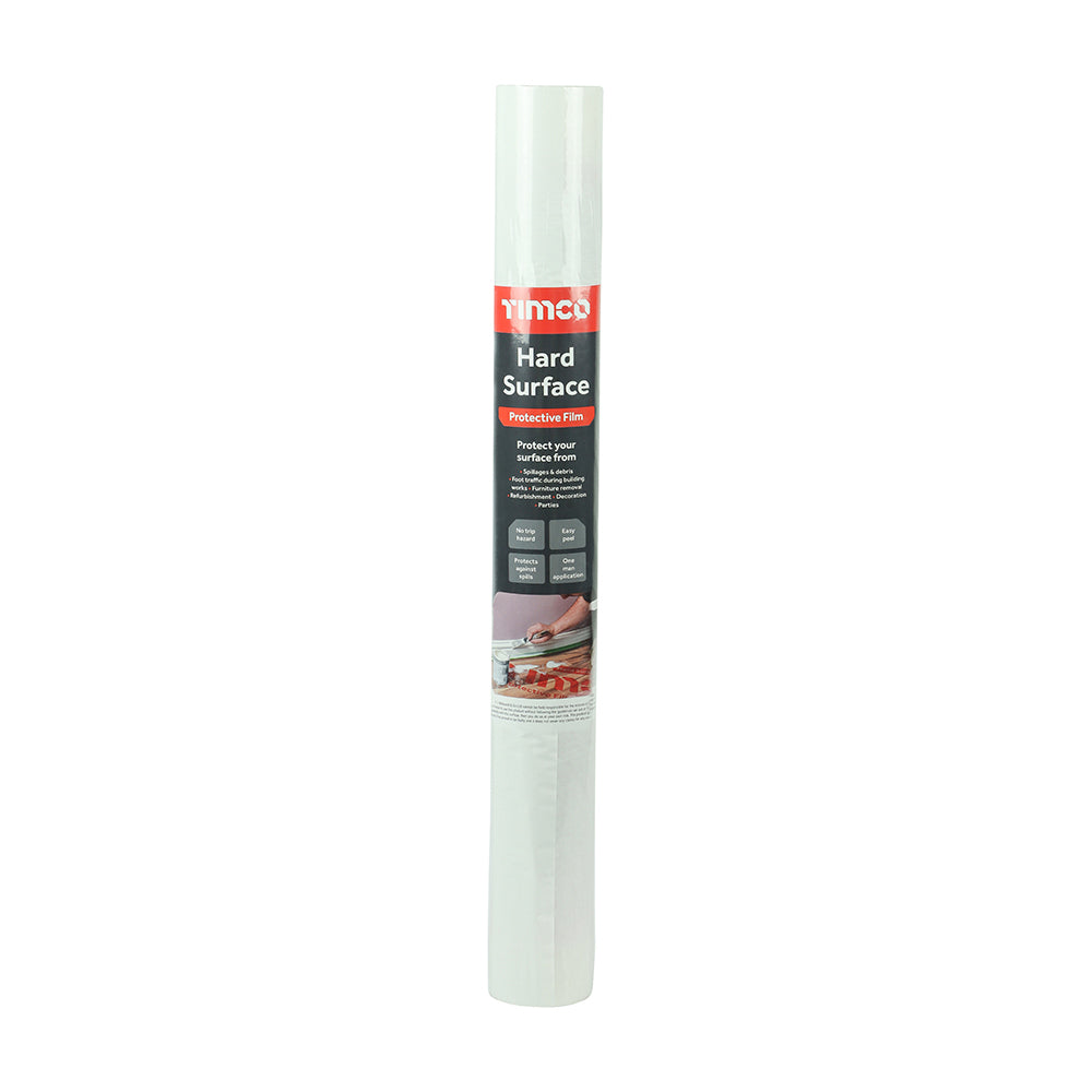 Protective Film for Hard Surfaces – Clear Self Adhesive Temporary Floor & Worktop Protection – Easy Peel, Waterproof, Reverse Wound – TIMCO