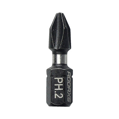 No.2 x 25mm Impact Driver Bits PH2 No.2 – Hardened Carbon Steel, Black Phosphate, Double Ended for Power Tools & DIY - Pack of 10 (2PH25X6)