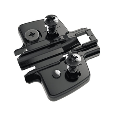 1x Hettich Sensys Obsidian Black Cross Mounting Plate – 1.5mm Clip‑On Plate with Euro Screws
