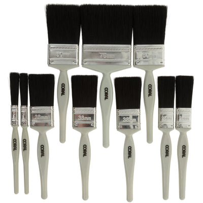 Assorted Sizes Coral Value Synthetic Paint Brush Set 10PK – Premium Quality Brushes for Professional & DIY Painting, Decorating & Art