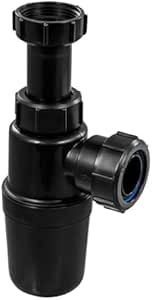 32mm (1.25") McAlpine AA10-BL Black Slim Bottle Trap with Adjustable Inlet & 1.25" Multifit Basin Outlet