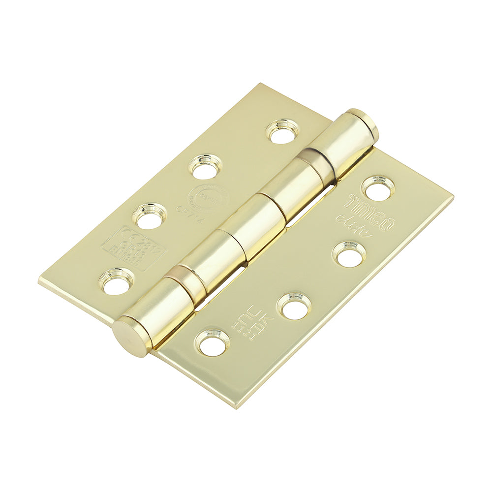 101x76x3 Grade 13 Electro Brass Fire Door Hinge | Ball Bearing, CE Approved, 30/60 Min Rated