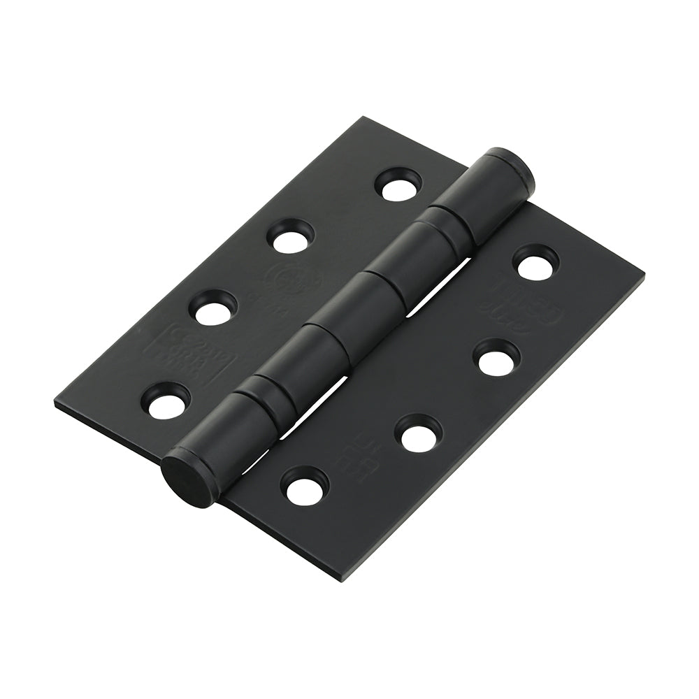 101x76x3 Grade 13 Matt Black Fire Door Hinge | Ball Bearing, CE Approved, 30/60 Min Rated