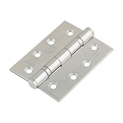 101x76x3 Grade 13 Polished Stainless Steel Fire Door Hinge | Ball Bearing, 30/60 Min Rated