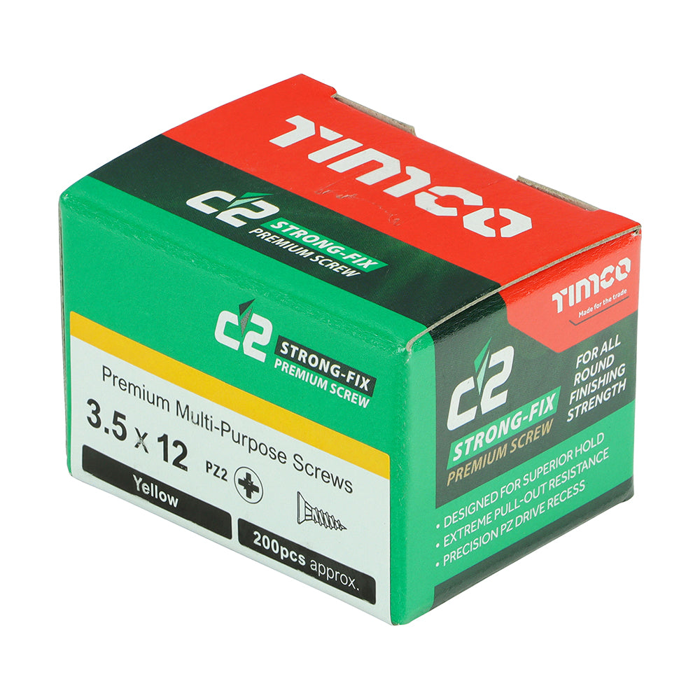 C2 Strong-Fix Wood Screws - PZ2 Double Countersunk Sharp Point Yellow ...