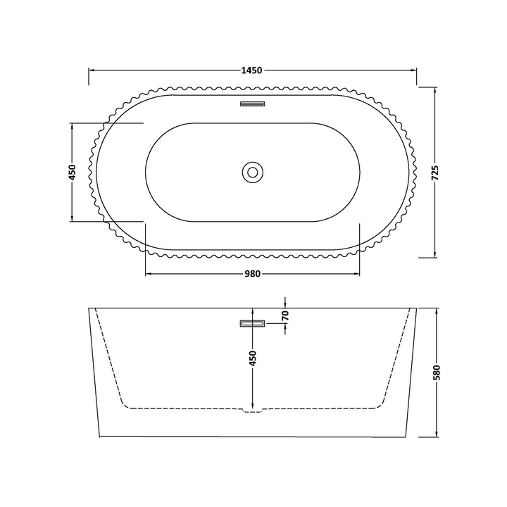James Parker - Luxury Oval Freestanding Bath 1500mm