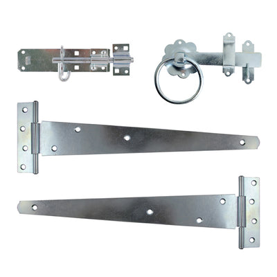 18" Side Gate Kit with Ring Latch & Brenton Padbolt – Zinc Plated Finish – Complete Medium Gate Fitting Set (PACK OF 1)