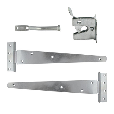 14" Pedestrian Gate Kit with Automatic Latch – Hot Dipped Galvanised Finish – Complete Medium Gate Hardware Set (PACK OF 1)