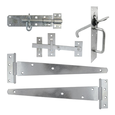 18" Side Gate Kit with Suffolk Latch & Padbolt – Hot Dipped Galvanised Finish for Medium Weight Garden Gates (PACK OF 1)