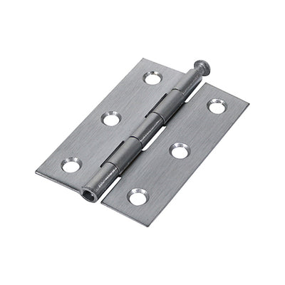 (PACK OF 1 PAIR) Plain Butt Hinge (1840) – Satin Chrome Loose Pin Door Hinge for Internal Doors – Steel Construction