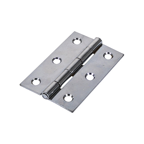 (PACK OF 1 PAIR) Plain Butt Hinge (1838) – Polished Chrome Fixed Pin Steel Door Hinge for Internal Doors & Cabinets