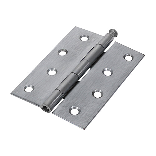 (PACK OF 1 PAIR) Plain Butt Hinge (1840) – Satin Chrome Loose Pin Door Hinge for Internal Doors – Steel Construction