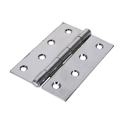 (PACK OF 1 PAIR) Plain Butt Hinge (1838) – Polished Chrome Fixed Pin Steel Door Hinge for Internal Doors & Cabinets