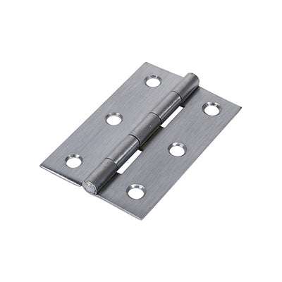 (PACK OF 1 PAIR) Plain Butt Hinge (1838) – Satin Chrome Fixed Pin Steel Hinge for Internal Doors, Cabinets & Joinery