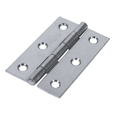 75x50mm Zinc Plain Butt Hinge | 3 Inch Fixed Pin Door Hinge, Square Corner, Steel