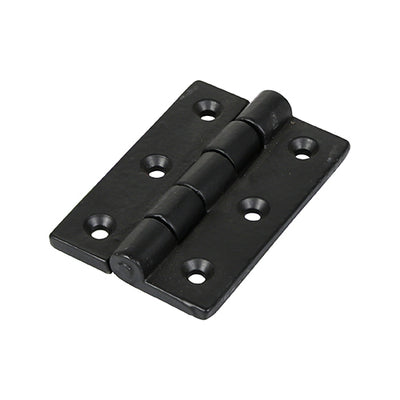 (PACK OF 1 PAIR) Cast Iron Butt Hinge (200) – Black – Fixed Pin Decorative Hinge for Period & Traditional Doors