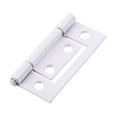 (PACK OF 1 PAIR) 50 x 38.5 Flush Hinge (105) – White Epoxy Steel – Cabinet & Cupboard Hinge