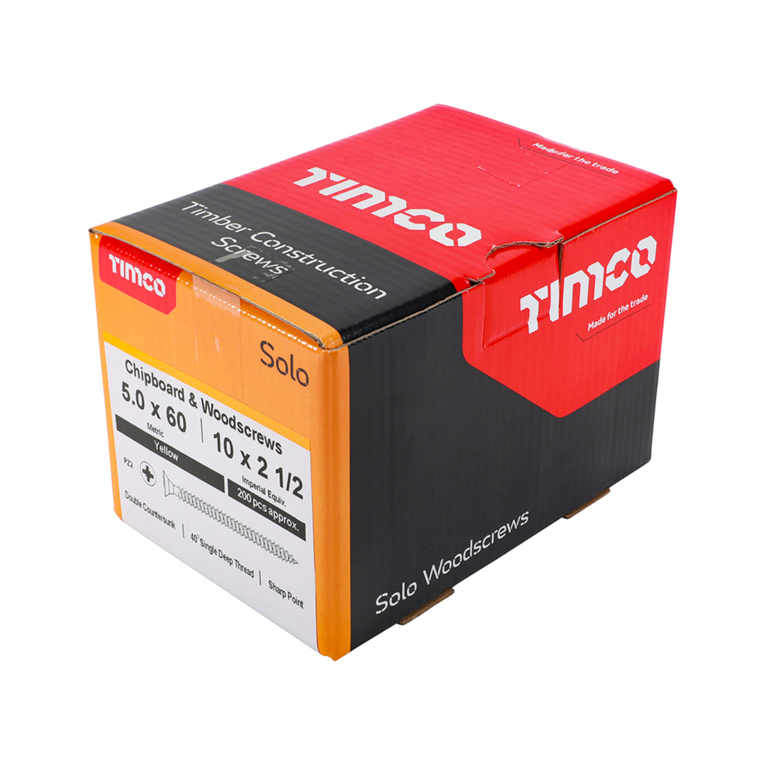 Timco Solo Chipboard & Woodscrews - PZ - Double Countersunk - Yellow