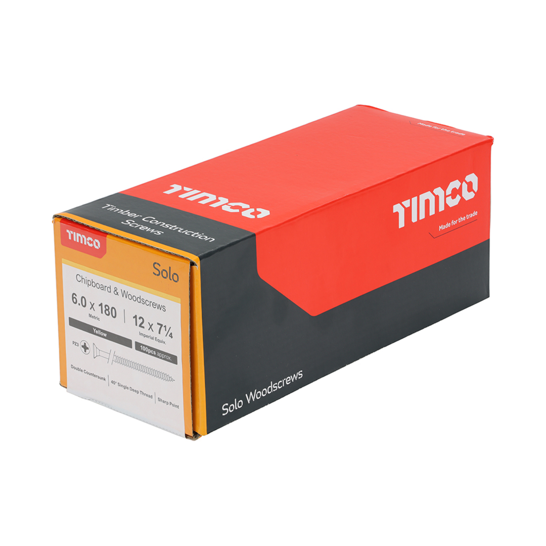 Timco Solo Chipboard & Woodscrews - PZ - Double Countersunk - Yellow