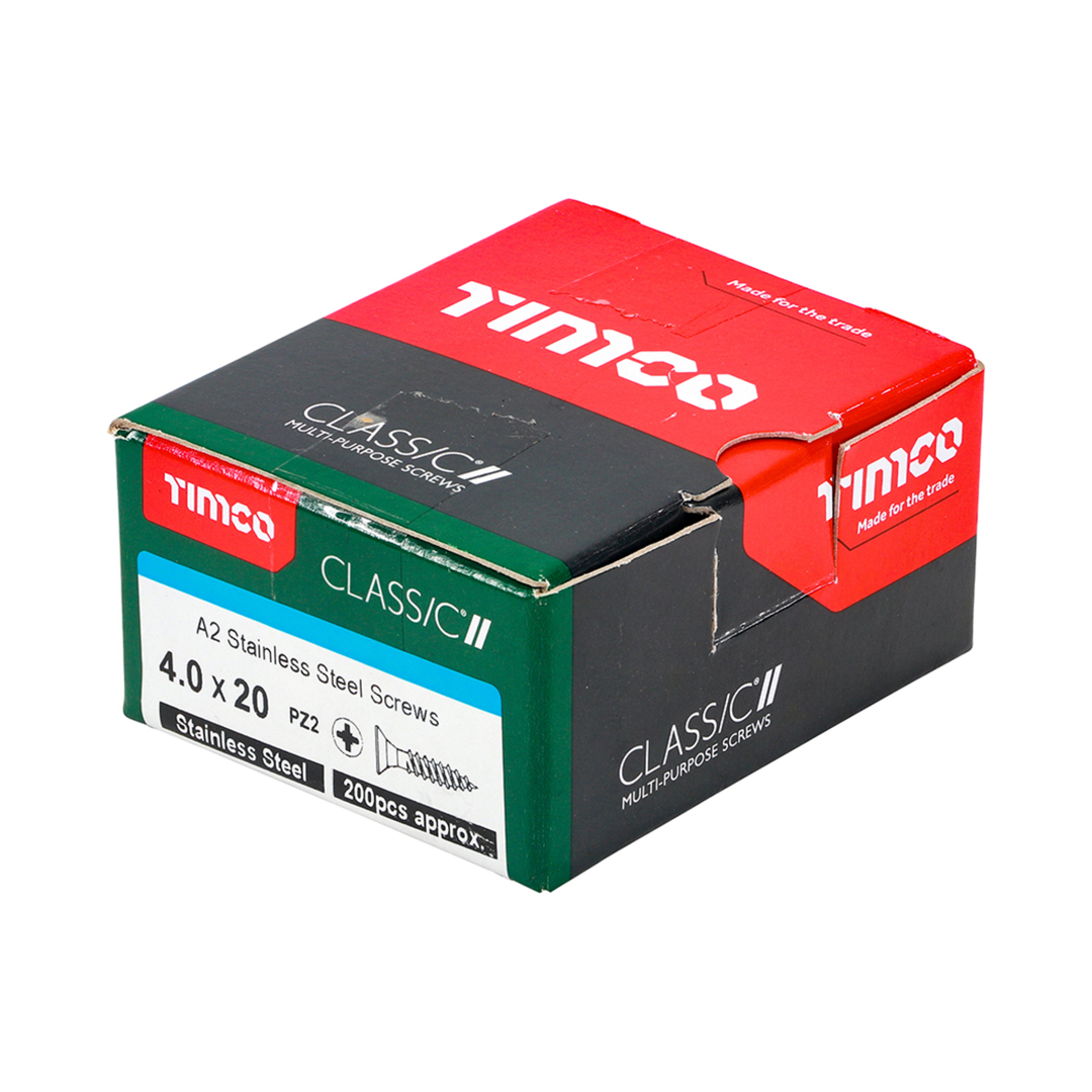 TIMCO A2 Stainless Steel Multi-Purpose Screws – Corrosion Resistant PZ Countersunk Fixings for Wood, MDF & Plastic – Multiple Sizes Available