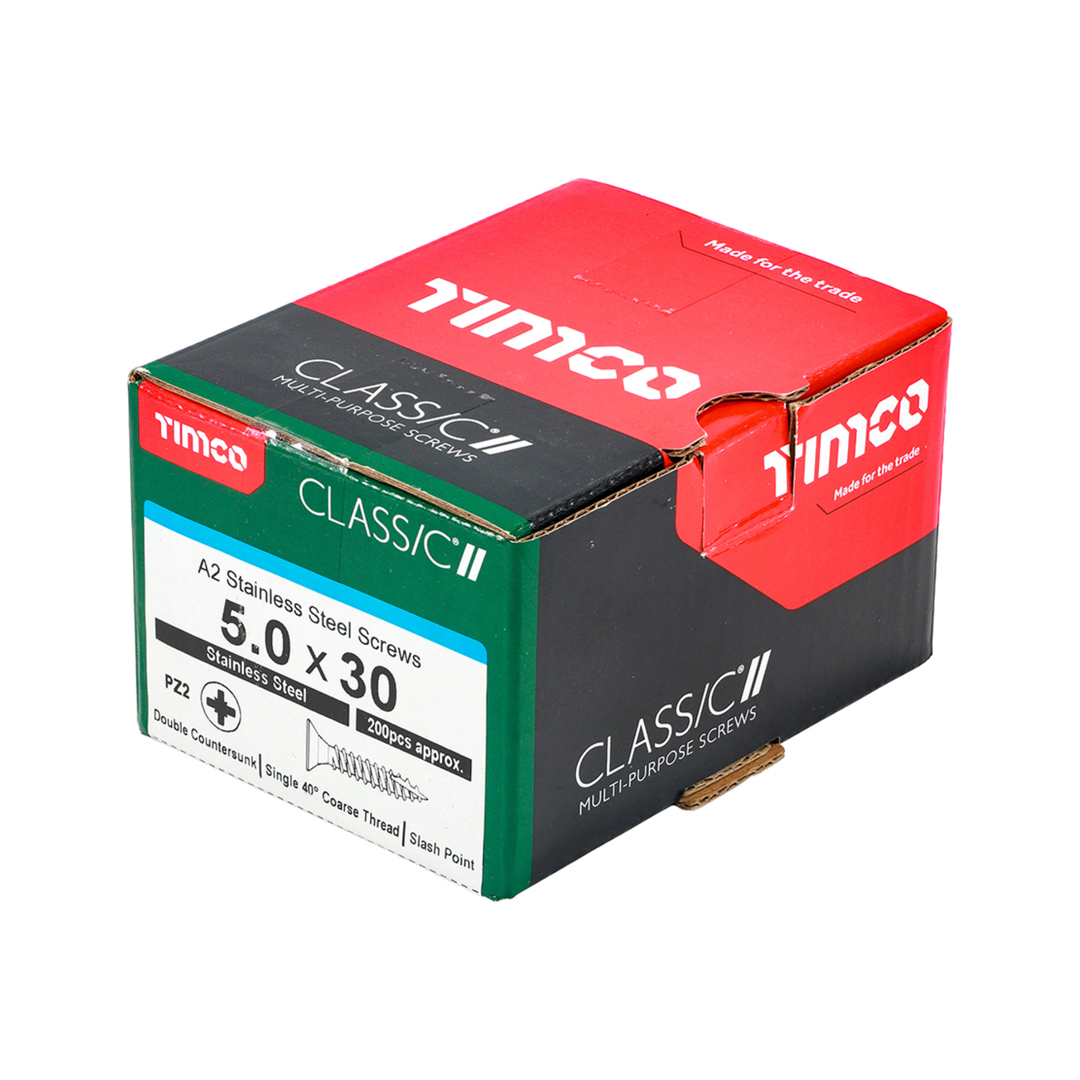 TIMCO A2 Stainless Steel Multi-Purpose Screws – Corrosion Resistant PZ Countersunk Fixings for Wood, MDF & Plastic – Multiple Sizes Available
