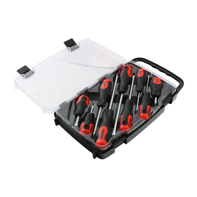 9pc Screwdriver Set with Case – S2 Hardened Steel Magnetic Drivers with Ergonomic Handles for DIY, Electrical & Workshop Use (BOX OF 9)