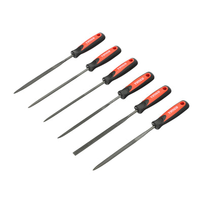 (PACK OF 6) Precision Needle File Set - 6pcs Hardened Steel with Ergonomic Grip for Metal, Glass & Ceramics - Blister Pack