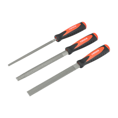 (3 PIECE UNIT) Rasp File Set – Double Sided Hardened Steel for Wood Shaping & Carpentry with Anti-Slip Handles