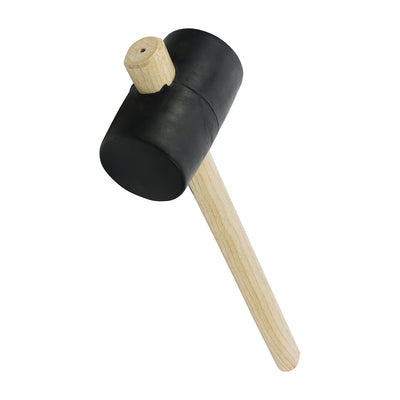 16oz Black Rubber Mallet with Ash Wood Handle – Solid Rubber Head for Controlled Striking (1 UNIT)