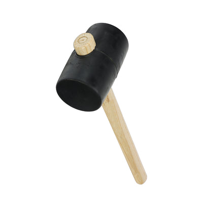 24oz Black Rubber Mallet with Ash Wood Handle – Solid Rubber Head for Precision Striking (1 UNIT)
