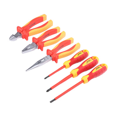6 Piece VDE Pliers & Screwdriver Set | 1000V Insulated Electrician Tool Kit Chrome Vanadium