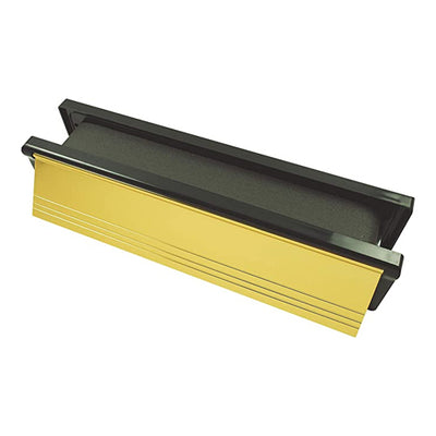 272 x 70mm Polished Gold Intumescent Letterbox | Black Frame | 30 Minute Fire Rated | Smoke & Sound Seal