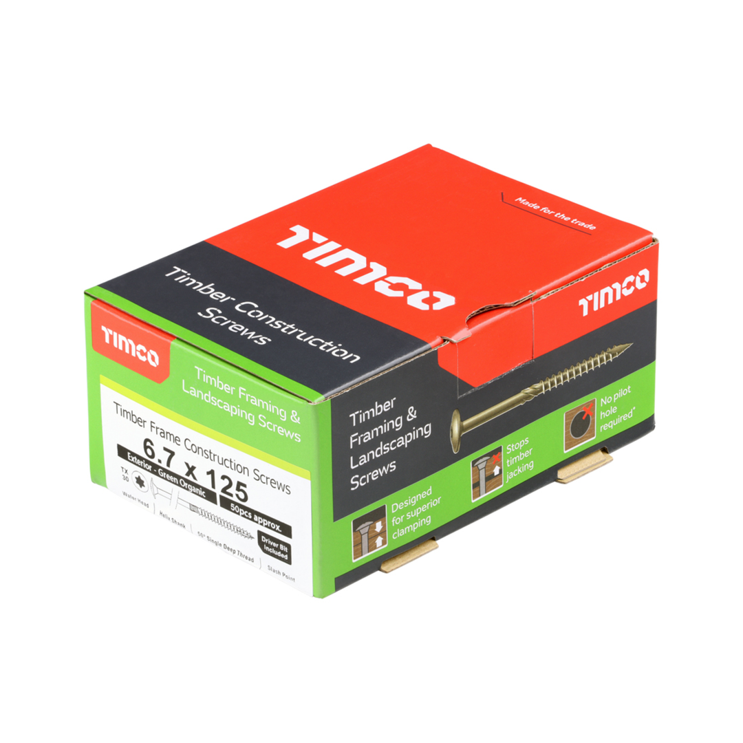 Timber Frame & Landscaping Screws – Wafer Head, Green Exterior | Multiple Sizes Available