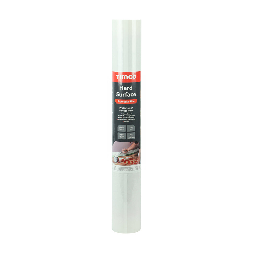 Protective Film for Hard Surfaces – Clear Self Adhesive Temporary Floor & Worktop Protection – Easy Peel, Waterproof, Reverse Wound – TIMCO