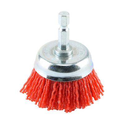50mm Drill Cup Brush – Nylon, Wire Brush for Polishing, Deburring & Surface Cleaning - Pack of 1 (50SCN)