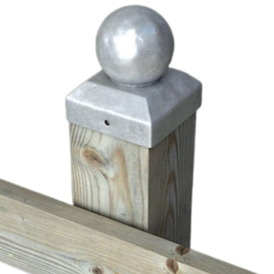 2x Silver Metal Fence Post Ball Caps