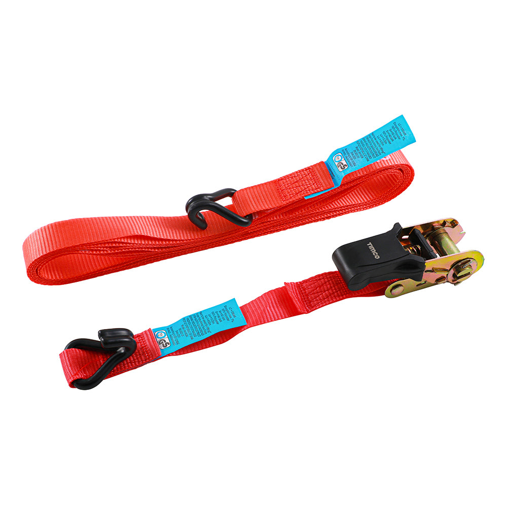 5m x 25mm Ratchet Straps J Hook – Standard Duty Polyester Tie Down Straps - Pack of 1 (5RS2J)