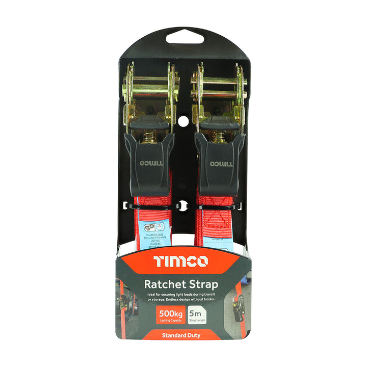 2x Endless Ratchet Straps - Standard Duty 5m x 25mm