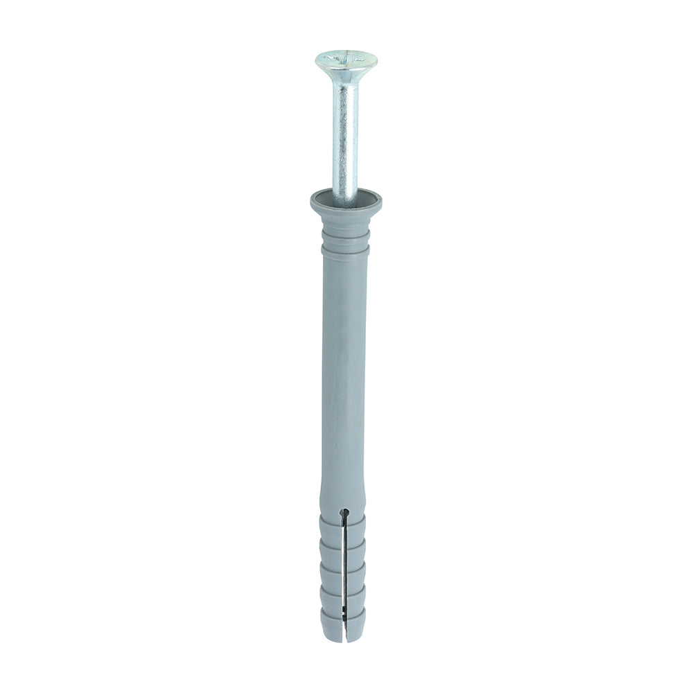 TIMCO Nylon Hammer Fixings - PZ - Zinc | Self-Drilling Wall Plugs, Heavy Duty, Secure Fixings for Screws
