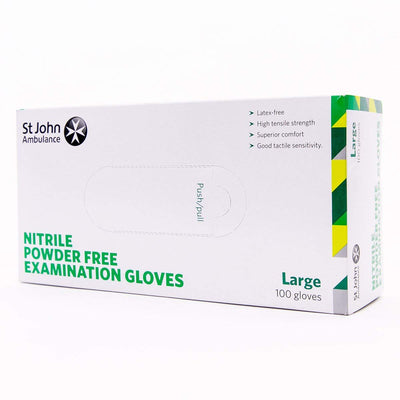 St John Ambulance Nitrile Powder-Free Gloves, Large, Pack of 100
