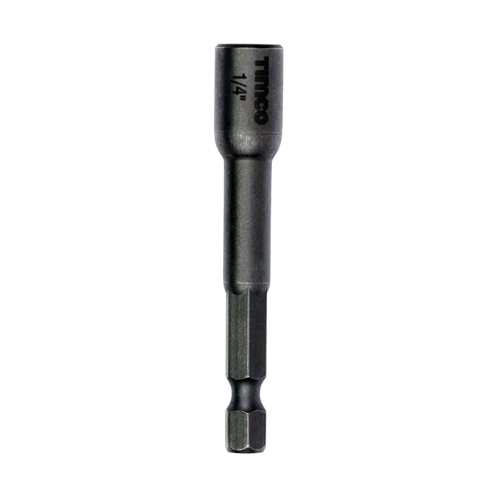 1/4 x 65mm - Hex - Magnetic Socket Driver Bit - | Timco S2 Hardened Steel Hex Bit for Power Tools