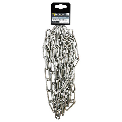 3mm x 2.5m Welded Link Chain - Heavy Duty Galvanised Steel for Gates, Fencing & Machinery Security