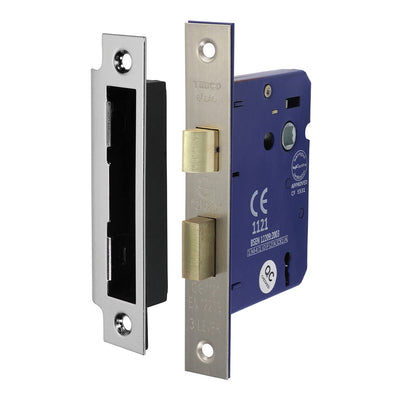 152 x 22mm 3 Lever Sashlock 78mm Case / 58mm Backset – Satin Nickel Mortice Door Lock for Internal & Commercial Wooden Doors (BOX OF 1)