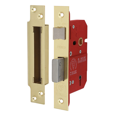 78mm Case 57mm Backset 5 Lever BS 3621 CE Sashlock | Electro Brass Finish