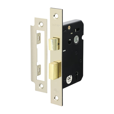 63mm Case / 45mm Backset 3 Lever Sashlock with Extra Long Keys - Satin Nickel | Internal Mortice Lock for Thick Doors and Timber Frames