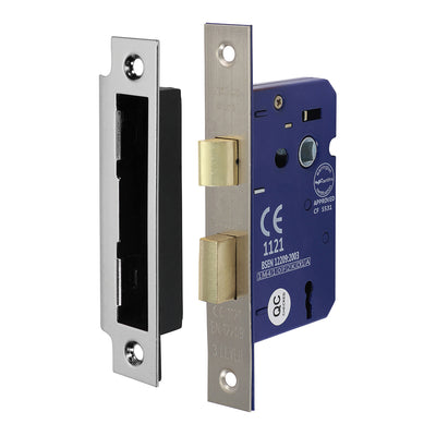 152 x 22mm 3 Lever Sashlock 65mm Case / 45mm Backset – Satin Nickel Mortice Lock for Interior & Commercial Wooden Doors (BOX OF 1)