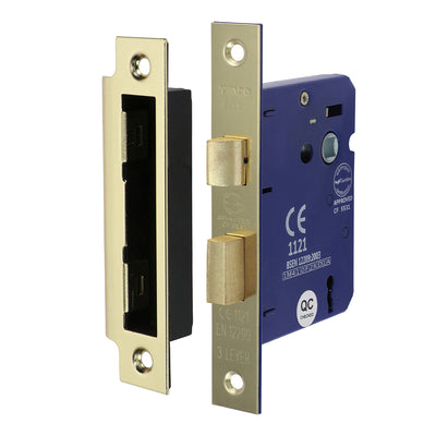 152 x 22mm 3 Lever Sashlock 78mm Case / 58mm Backset – Electro Brass Mortice Door Lock for Internal & Commercial Wooden Doors