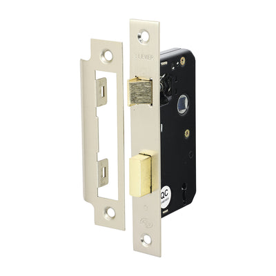 51mm Case / 31mm Backset 3 Lever Sashlock - Satin Nickel | Narrow Mortice Lock for Glazed Timber Doors | TIMCO Internal Door Security